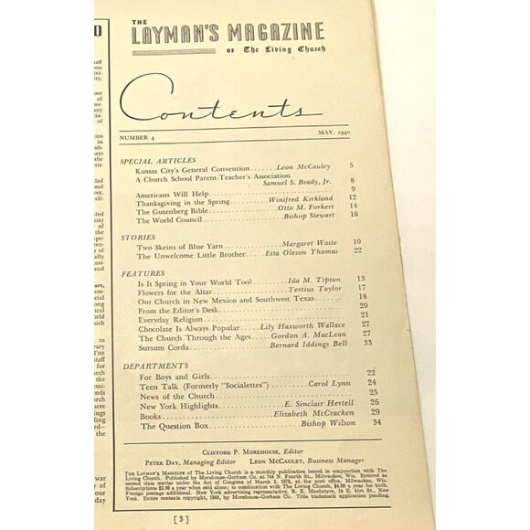 The Laymans Magazine May 1940 Episcopal Living Church News Vintage Christian - Picture 2 of 11